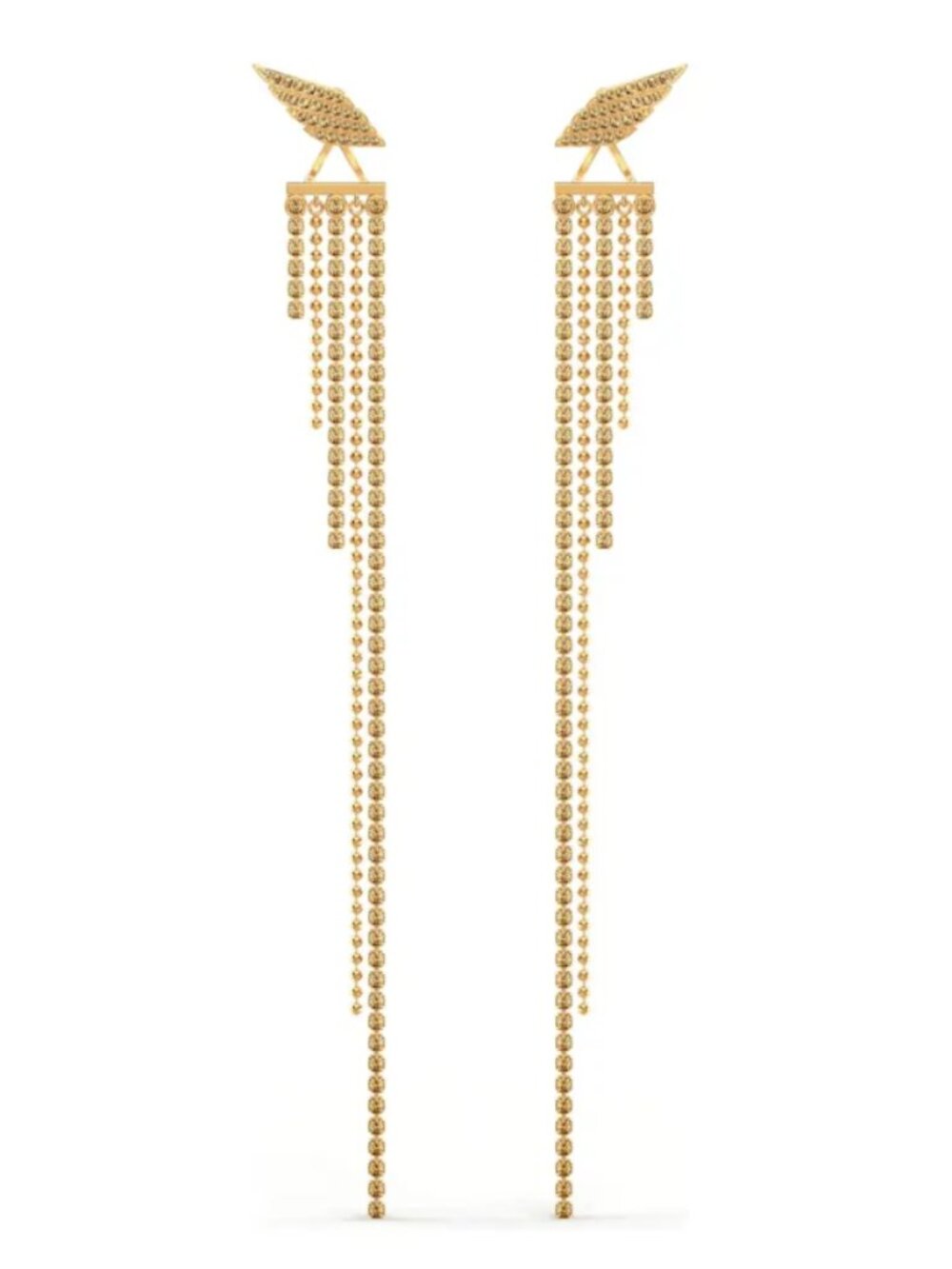 Swarovski Fit Wonder Women Gold Plated Crystal Wing Fringed Earrings